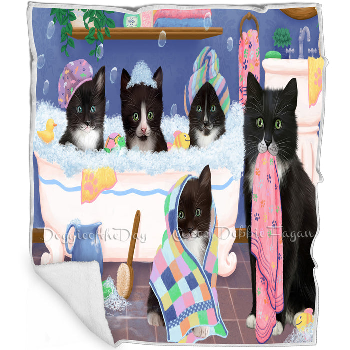 Rub A Dub Dogs In A Tub Tuxedo Cats Blanket BLNKT130899
