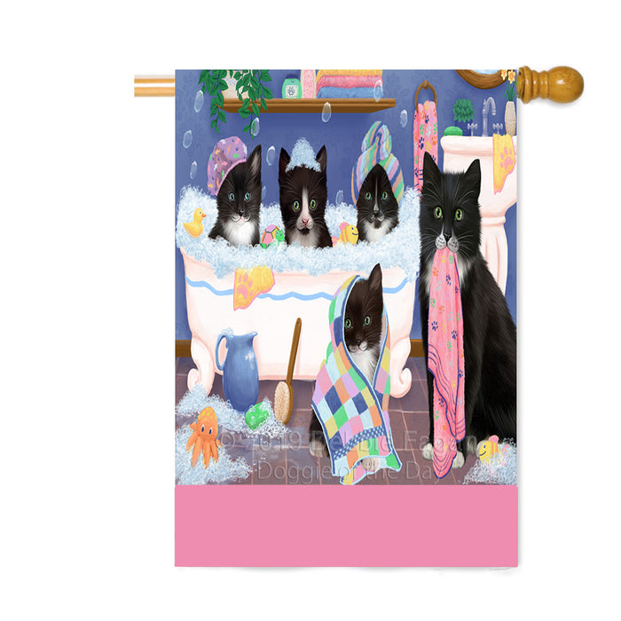 Personalized Rub A Dub Dogs In A Tub Tuxedo Cats Custom House Flag FLG64383