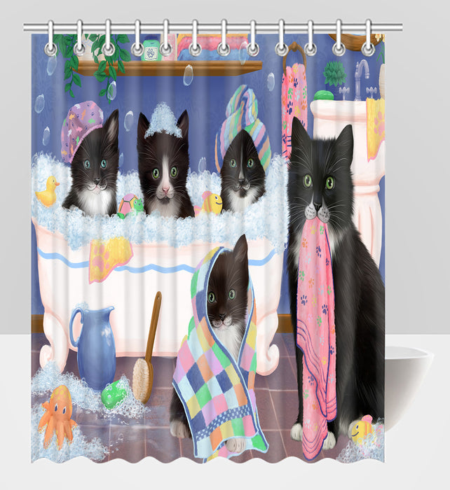 Rub A Dub Dogs In A Tub Tuxedo Cats Shower Curtain