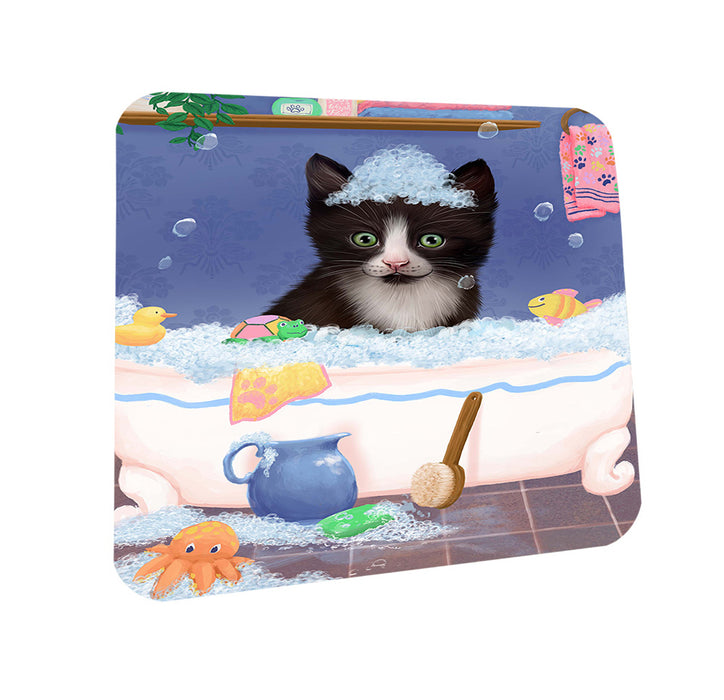 Rub A Dub Dog In A Tub Tuxedo Cat Coasters Set of 4 CST57428