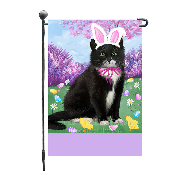 Personalized Easter Holiday Tuxedo Cat Custom Garden Flags GFLG-DOTD-A59048