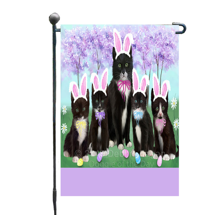 Personalized Easter Holiday Tuxedo Cats Custom Garden Flags GFLG-DOTD-A59049