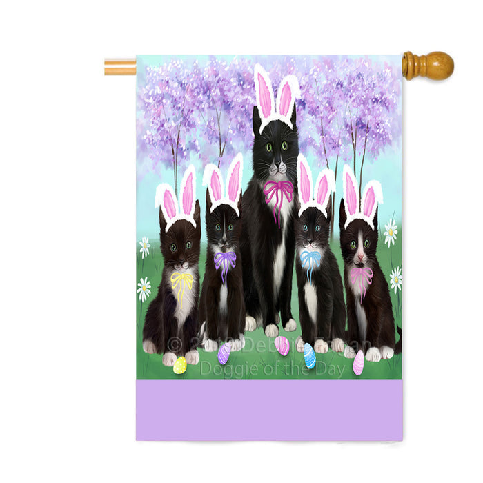 Personalized Easter Holiday Tuxedo Cats Custom House Flag FLG-DOTD-A59105