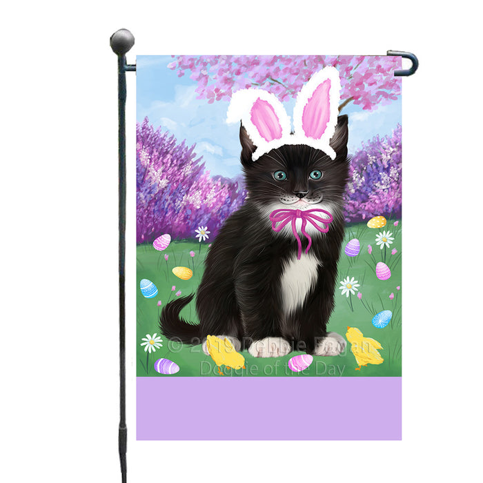 Personalized Easter Holiday Tuxedo Cat Custom Garden Flags GFLG-DOTD-A59050
