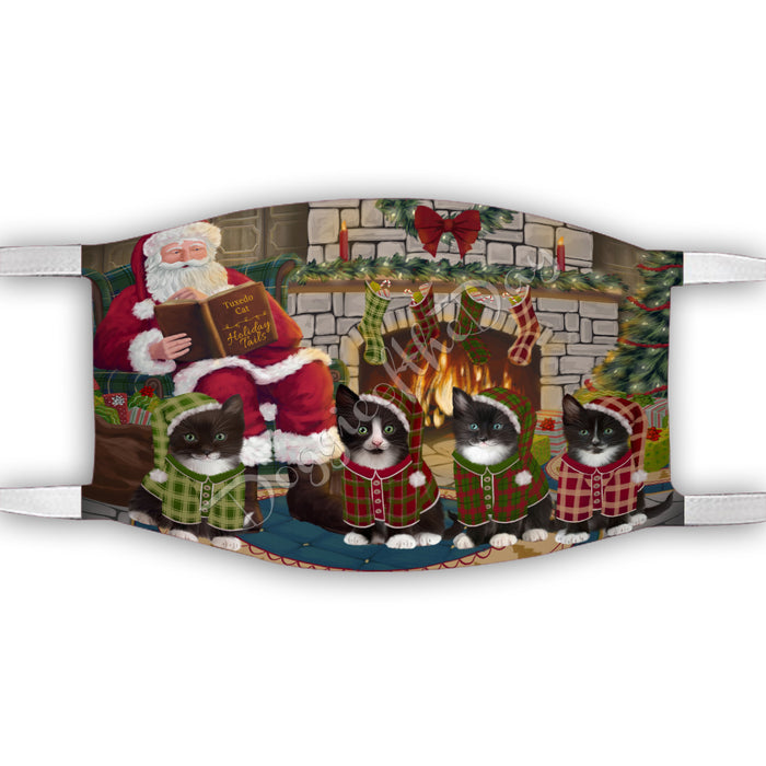 Christmas Cozy Holiday Fire Tails Tuxedo Cats Face Mask FM48677
