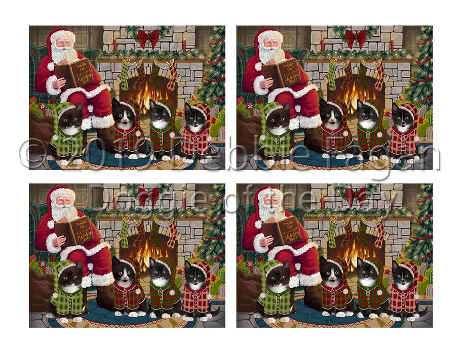 Christmas Cozy Holiday Fire Tails Tuxedo Cats Placemat