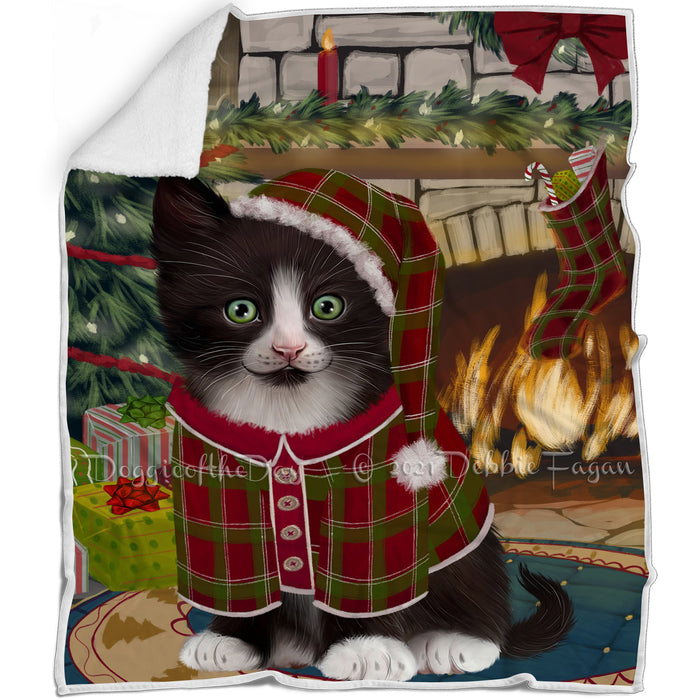 The Stocking was Hung Tuxedo Cat Blanket BLNKT120198