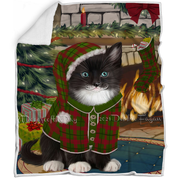 The Stocking was Hung Tuxedo Cat Blanket BLNKT120207