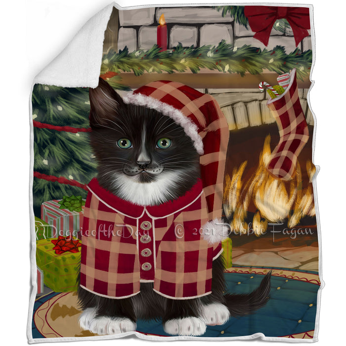 The Stocking was Hung Tuxedo Cat Blanket BLNKT120216