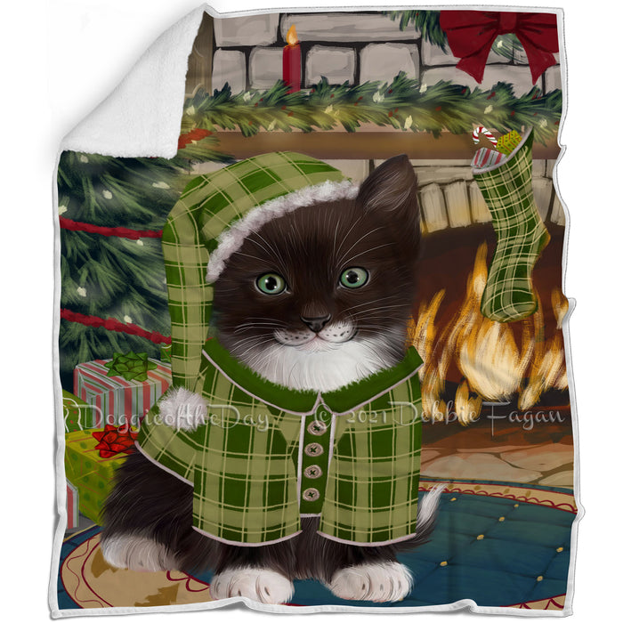 The Stocking was Hung Tuxedo Cat Blanket BLNKT120225
