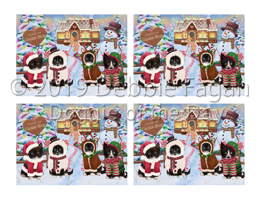 Holiday Gingerbread Cookie Tuxedo Cats Placemat