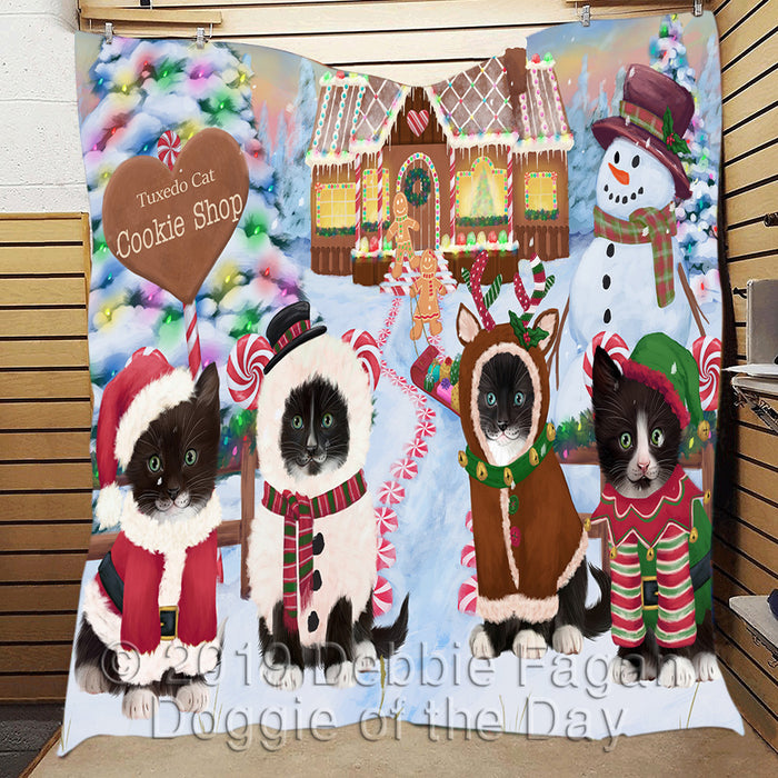 Holiday Gingerbread Cookie Tuxedo Cats Quilt