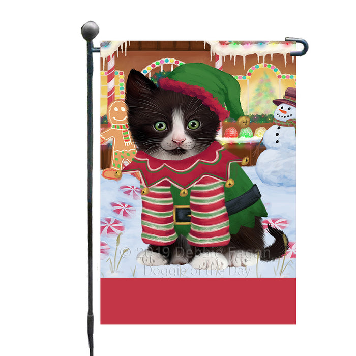 Personalized Gingerbread Candyfest Tuxedo Cat Custom Garden Flag GFLG64210