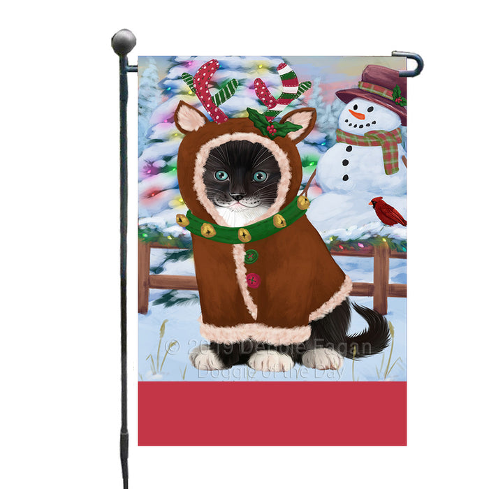Personalized Gingerbread Candyfest Tuxedo Cat Custom Garden Flag GFLG64211