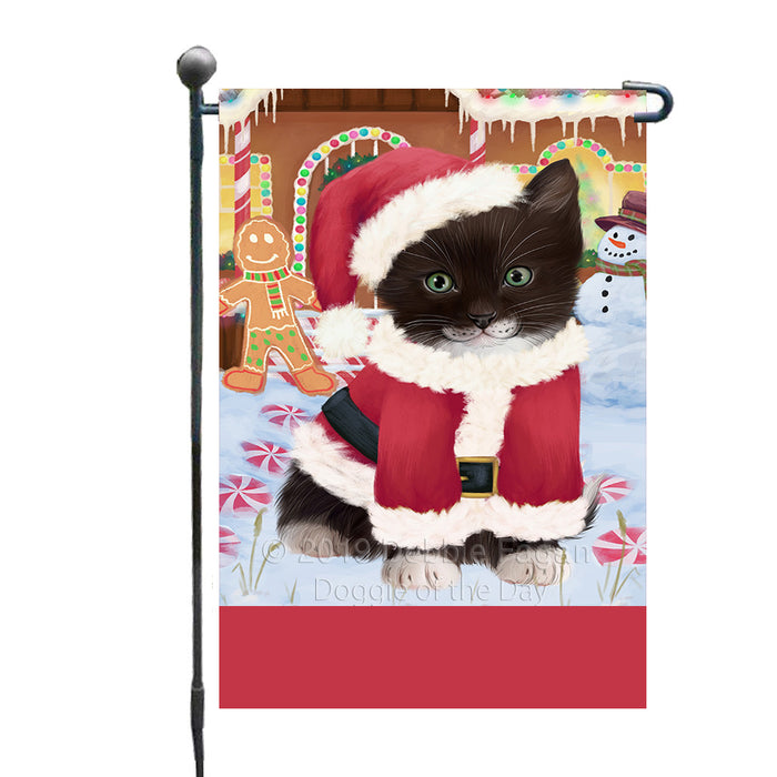 Personalized Gingerbread Candyfest Tuxedo Cat Custom Garden Flag GFLG64212