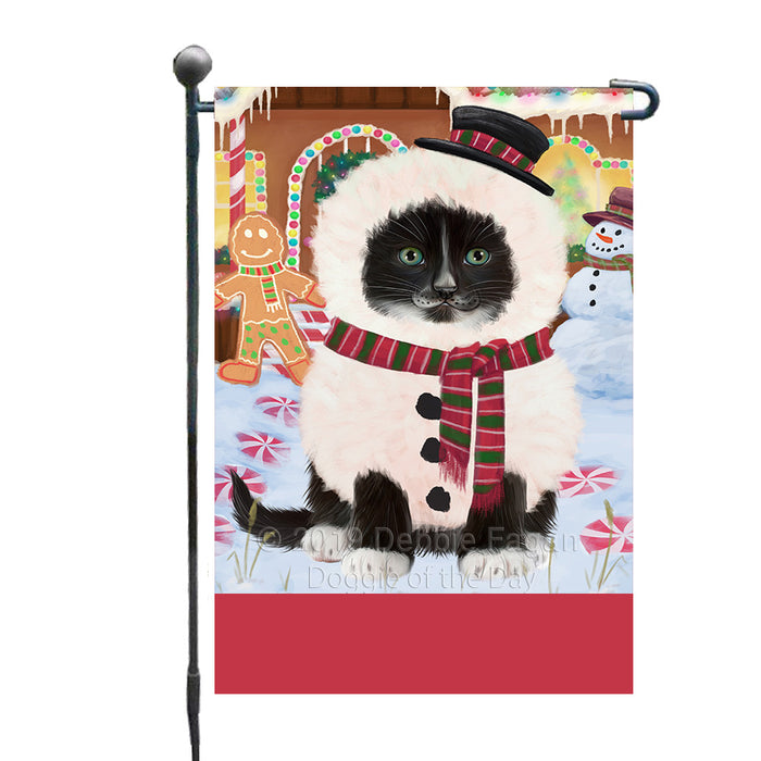 Personalized Gingerbread Candyfest Tuxedo Cat Custom Garden Flag GFLG64213