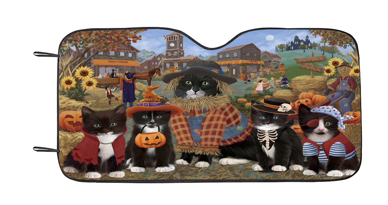 Halloween 'Round Town Tuxedo Cats Car Sun Shade