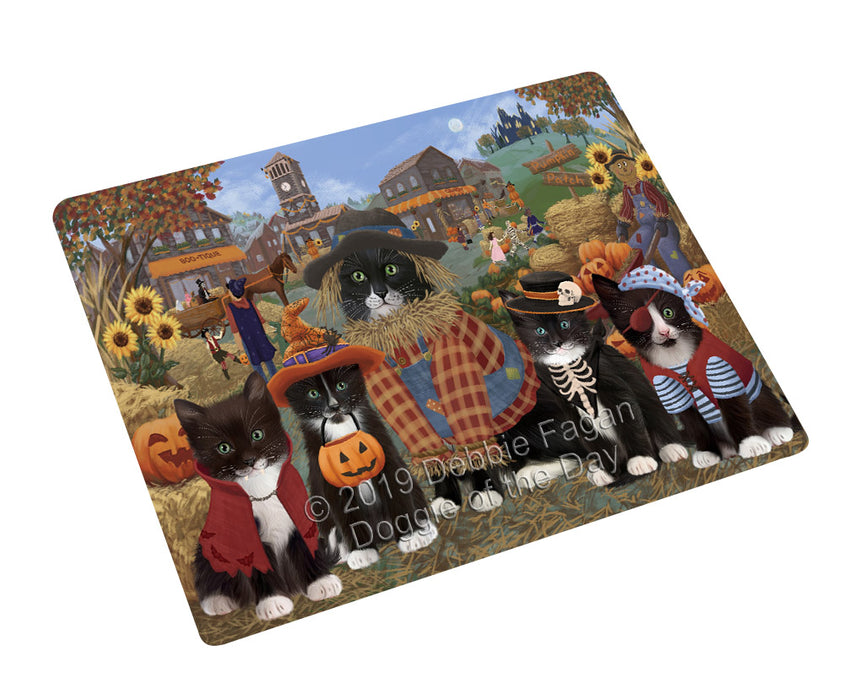 Halloween 'Round Town Tuxedo Cats Cutting Board - For Kitchen - Scratch & Stain Resistant - Designed To Stay In Place - Easy To Clean By Hand - Perfect for Chopping Meats, Vegetables