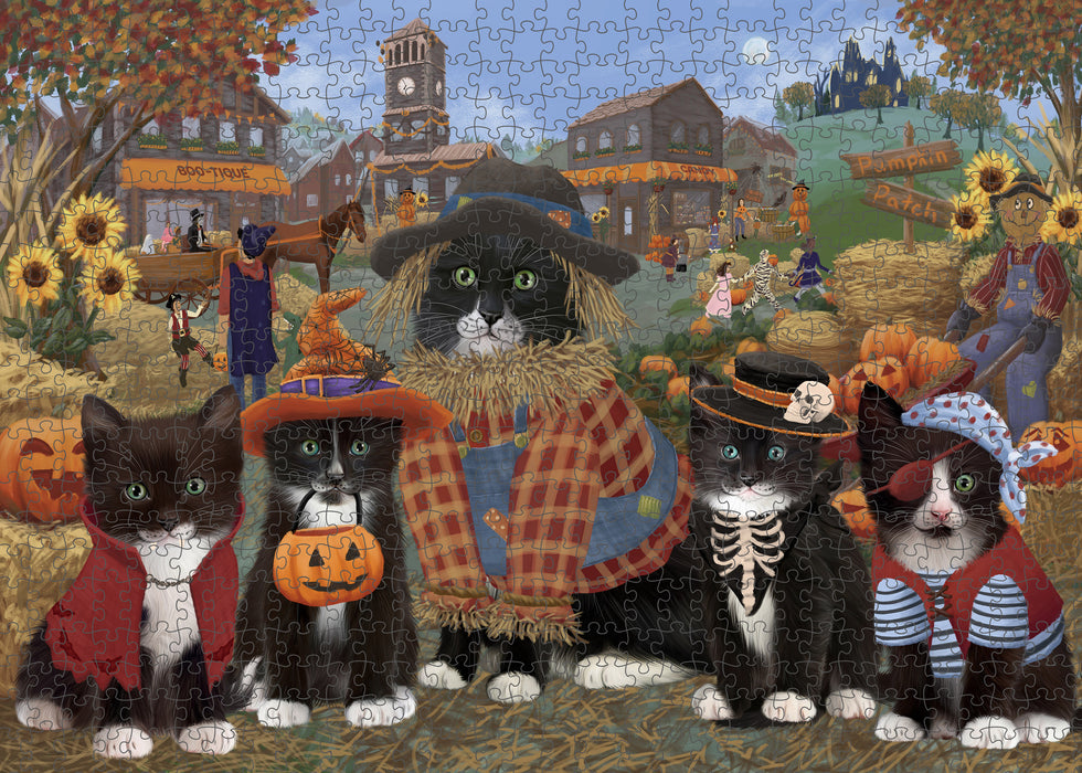 Halloween 'Round Town Tuxedo Cats Puzzle with Photo Tin PUZL98816