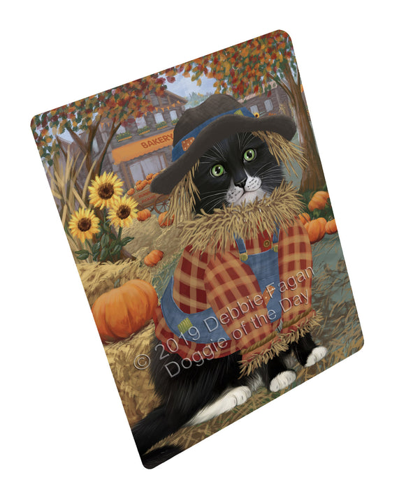 Fall Pumpkin Scarecrow Tuxedo Cats Cutting Board - For Kitchen - Scratch & Stain Resistant - Designed To Stay In Place - Easy To Clean By Hand - Perfect for Chopping Meats, Vegetables