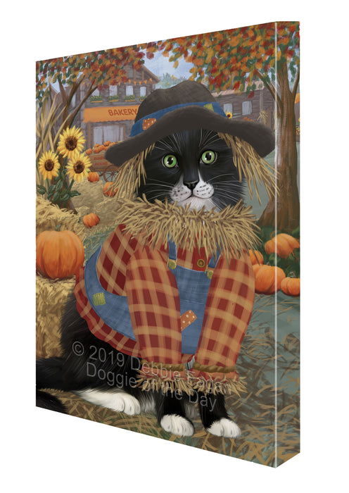 Fall Pumpkin Scarecrow Tuxedo Cats Canvas Print Wall Art Décor CVS144620