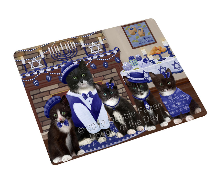 Happy Hanukkah Family Tuxedo Cats Cutting Board - For Kitchen - Scratch & Stain Resistant - Designed To Stay In Place - Easy To Clean By Hand - Perfect for Chopping Meats, Vegetables
