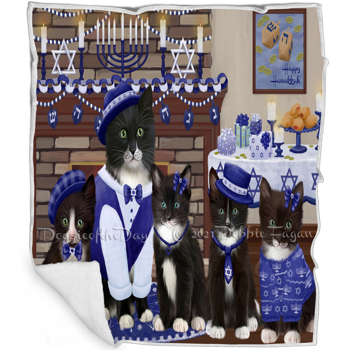 Happy Hanukkah Tuxedo Cats Blanket BLNKT144065