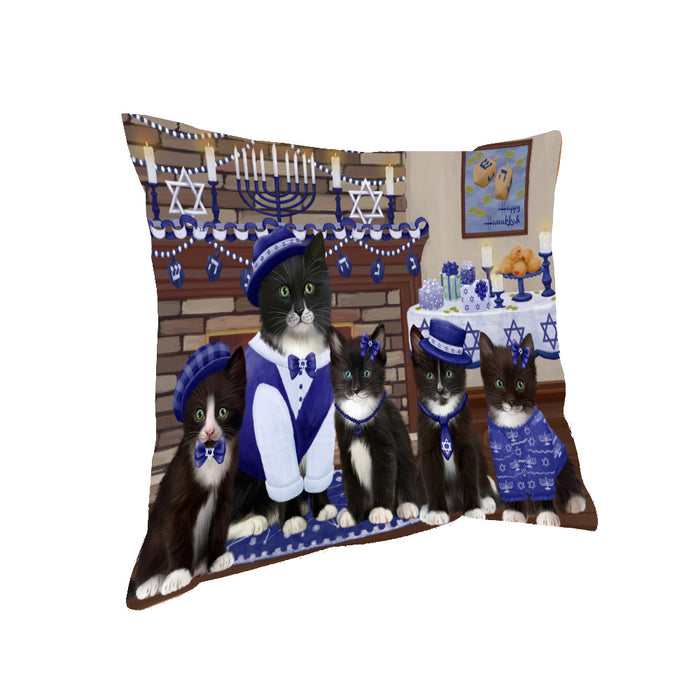 Happy Hanukkah Family Tuxedo Cats Pillow PIL85320
