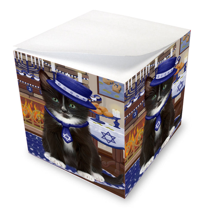 Happy Hanukkah Family Tuxedo Cats Note Cube NOC-DOTD-A57661