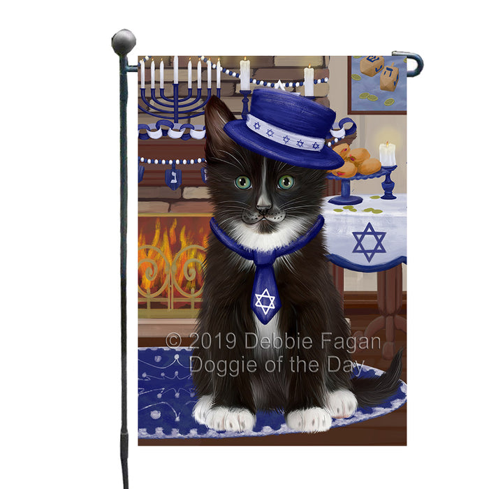 Happy Hanukkah Tuxedo Cat Garden Flag GFLG65847