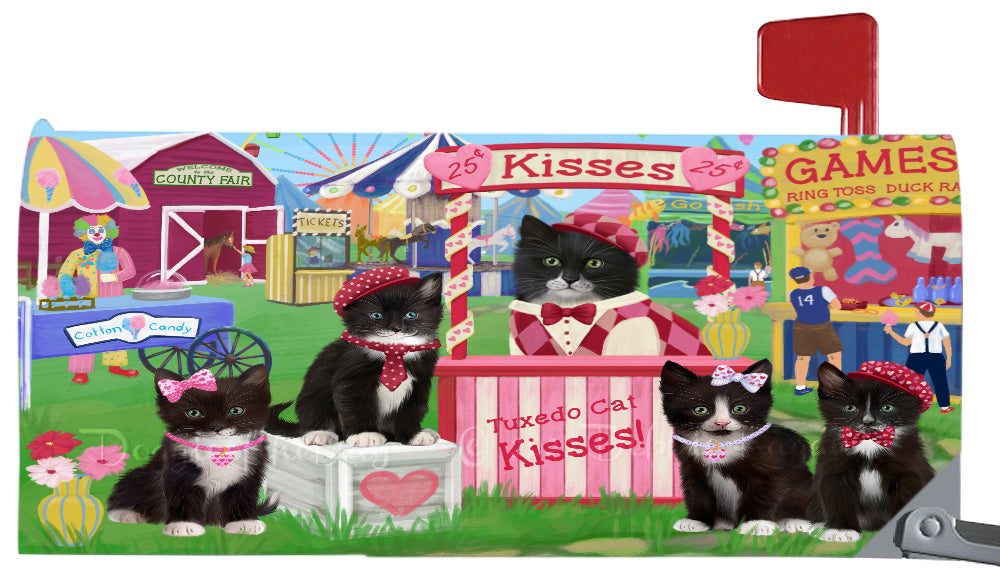 Carnival Kissing Booth Tuxedo Cats Magnetic Mailbox Cover Both Sides Pet Theme Printed Decorative Letter Box Wrap Case Postbox Thick Magnetic Vinyl Material