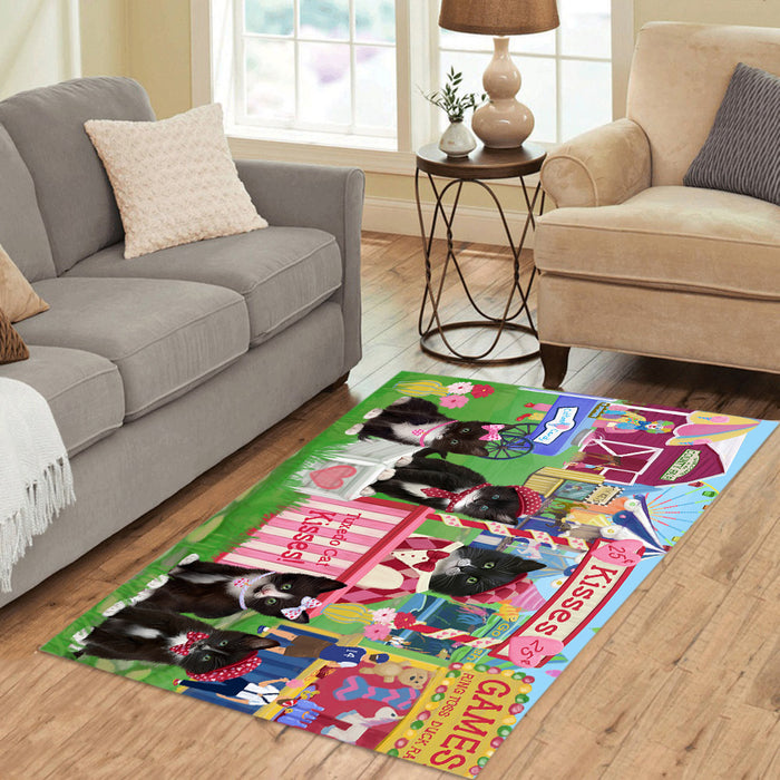 Carnival Kissing Booth Tuxedo Cats Area Rug