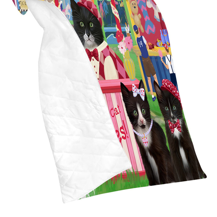 Carnival Kissing Booth Tuxedo Cats Quilt