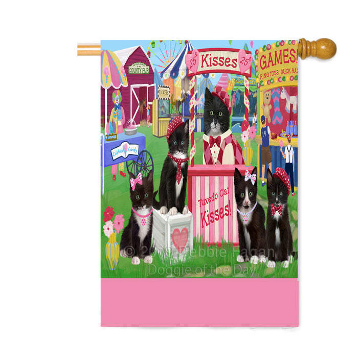 Personalized Carnival Kissing Booth Tuxedo Cats Custom House Flag FLG63649
