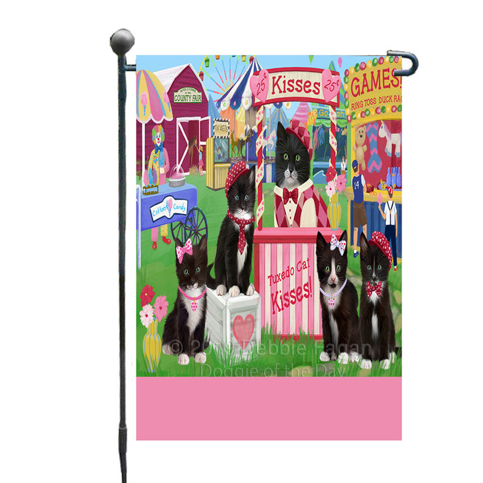 Personalized Carnival Kissing Booth Tuxedo Cats Custom Garden Flag GFLG64325