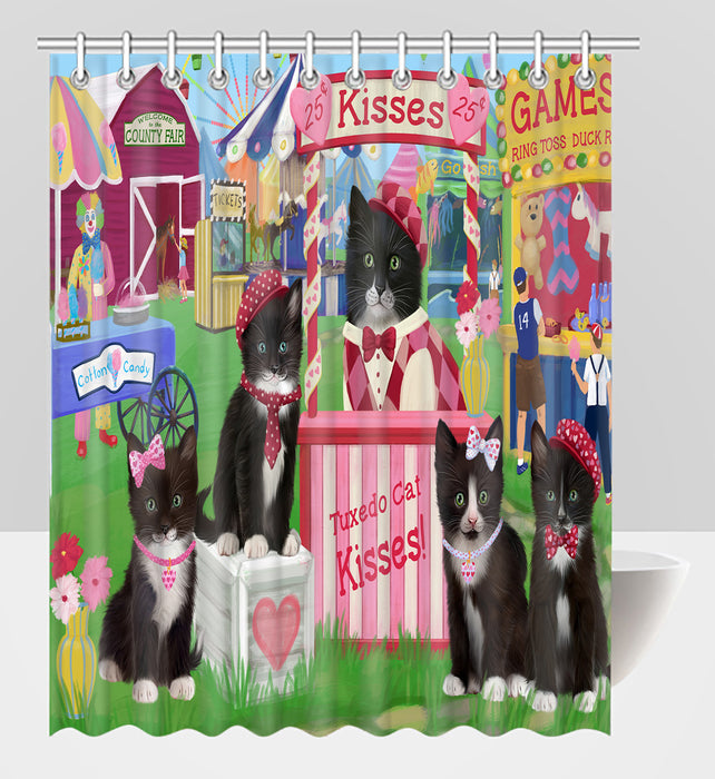 Carnival Kissing Booth Tuxedo Cats Shower Curtain