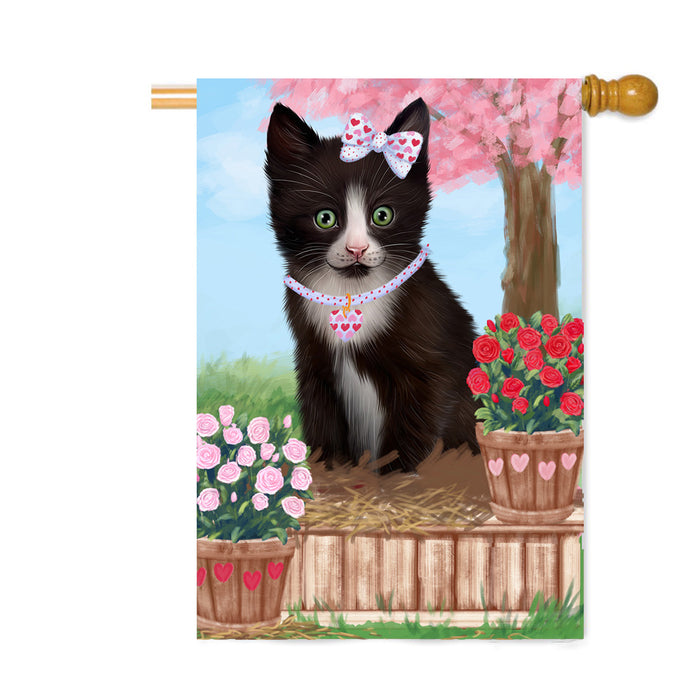 Personalized Rosie 25 Cent Kisses Tuxedo Cat Custom House Flag FLG64967