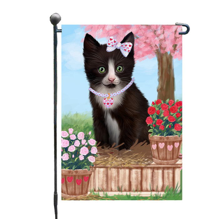 Personalized Rosie 25 Cent Kisses Tuxedo Cat Custom Garden Flag GFLG64819