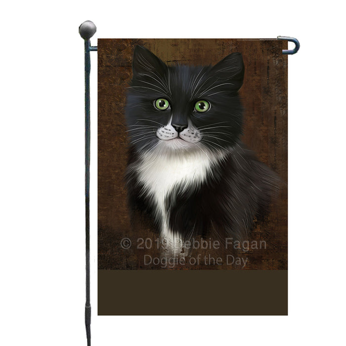 Personalized Rustic Tuxedo Cat Custom Garden Flag GFLG63657