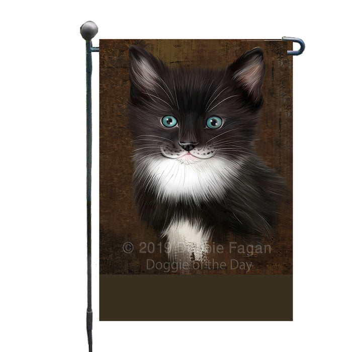 Personalized Rustic Tuxedo Cat Custom Garden Flag GFLG63658