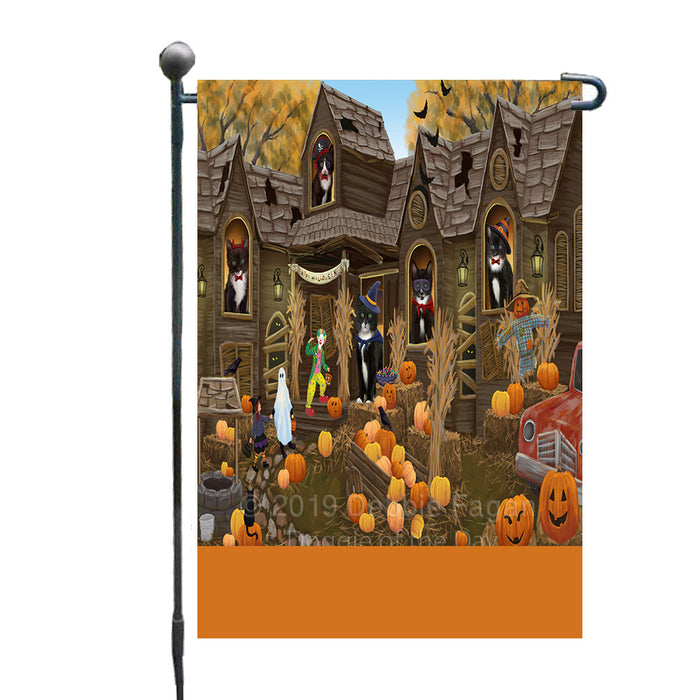 Personalized Haunted House Trick or Treat Halloween Tuxedo Cats Custom Garden Flags GFLG-DOTD-A59758