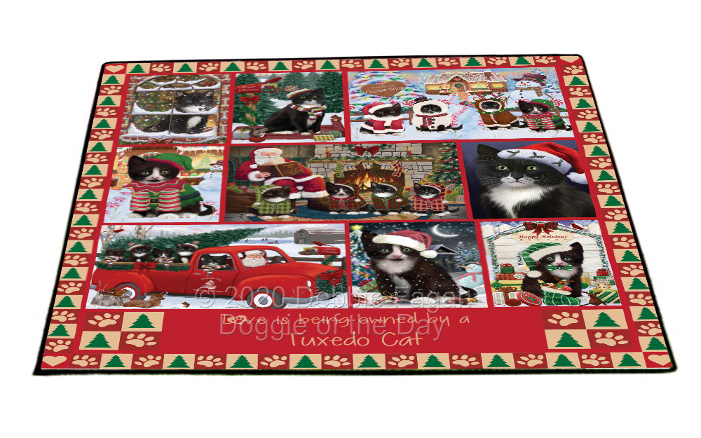 Love is Being Owned Christmas Tuxedo Cats Floormat FLMS54967