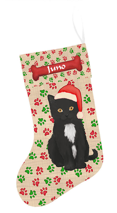 Pet Name Personalized Christmas Paw Print Tuxedo Cats Stocking
