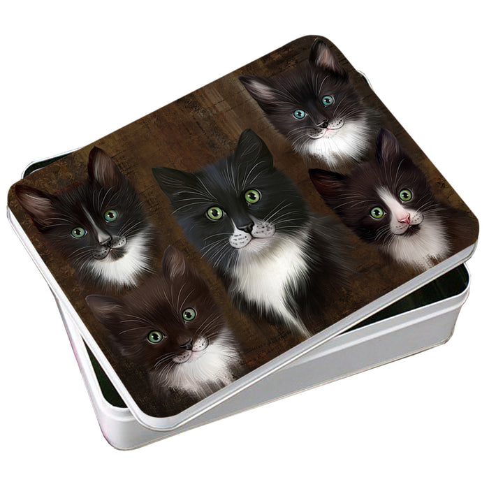 Rustic 5 Tuxedo Cat Photo Storage Tin PITN54094