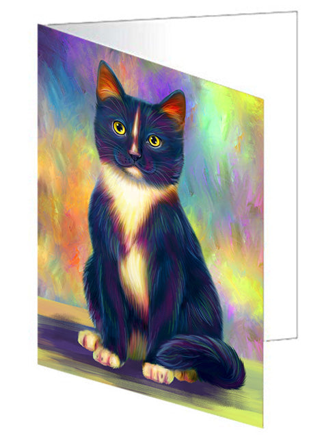 Paradise Wave Tuxedo Cat Handmade Artwork Assorted Pets Greeting Cards and Note Cards with Envelopes for All Occasions and Holiday Seasons GCD72770