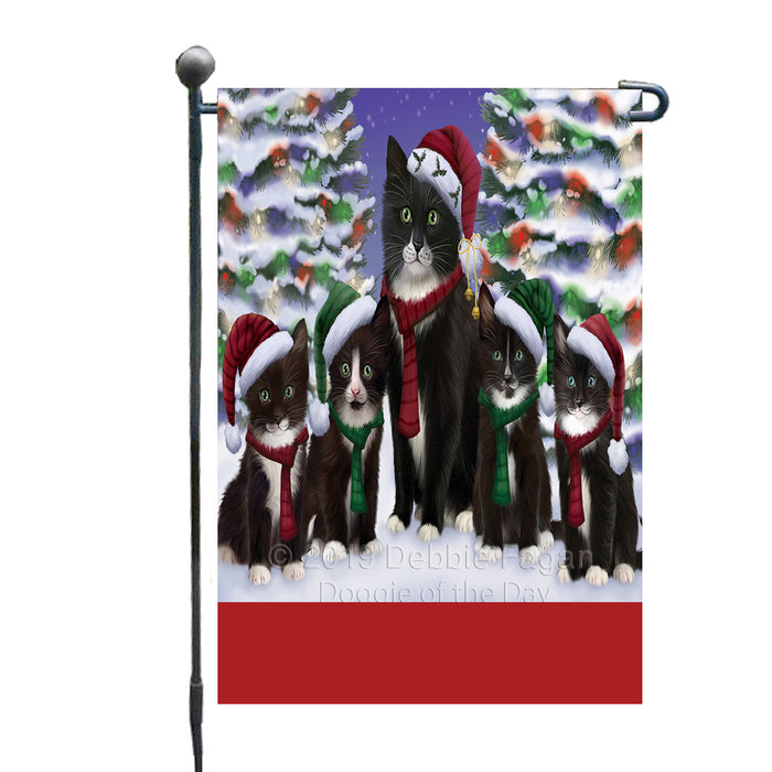 Personalized Christmas Happy Holidays Tuxedo Cats Family Portraits Custom Garden Flags GFLG-DOTD-A59156