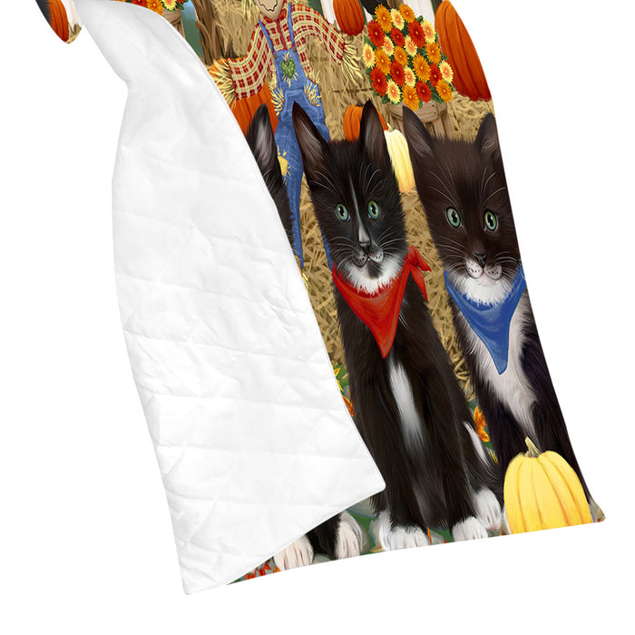 Fall Festive Harvest Time Gathering Tuxedo Cats Quilt