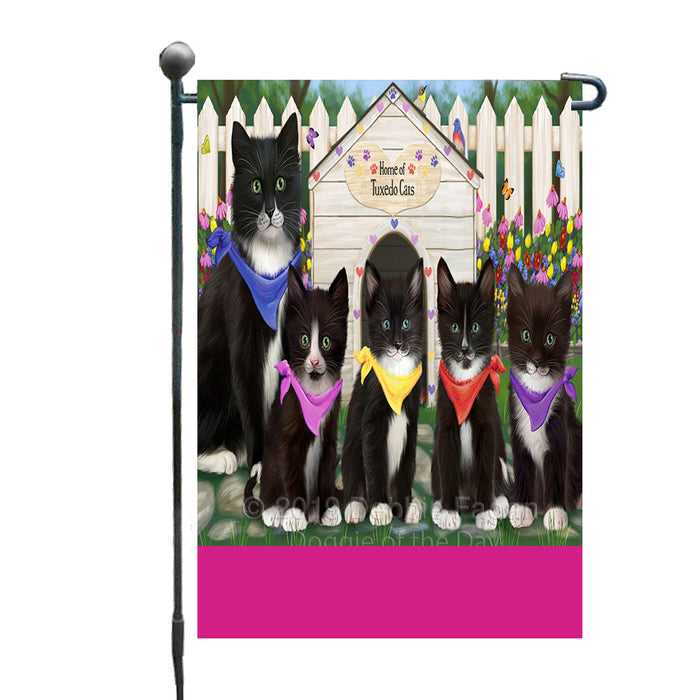Personalized Spring Cat House Tuxedo Cats Custom Garden Flags GFLG-DOTD-A63030