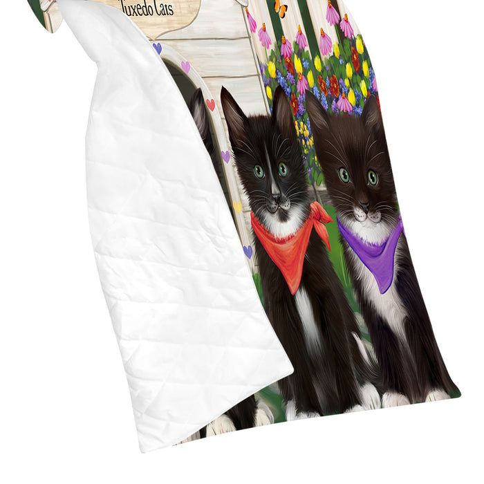 Spring Dog House Tuxedo Cats Quilt