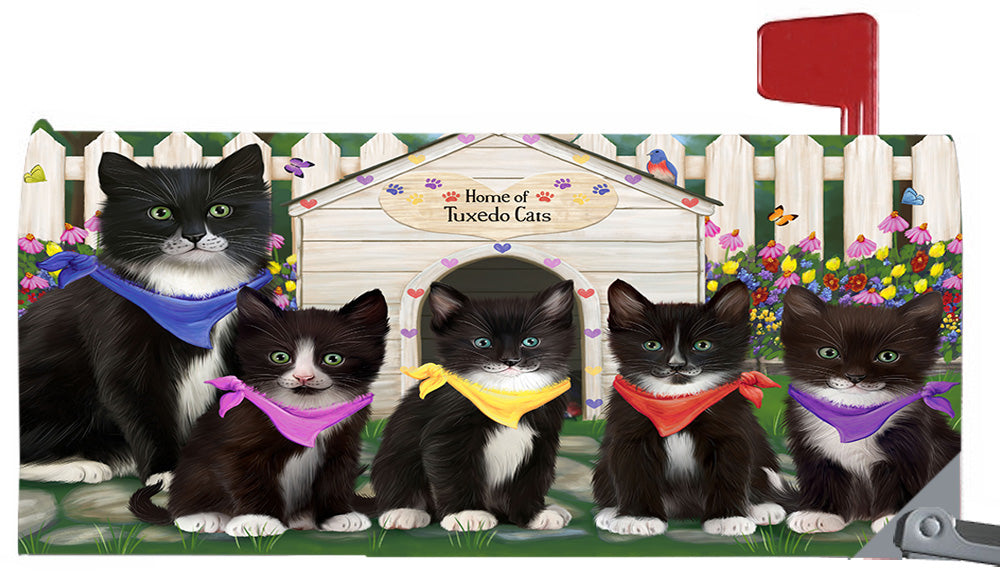 Spring Dog House Tuxedo Cats Magnetic Mailbox Cover MBC48683